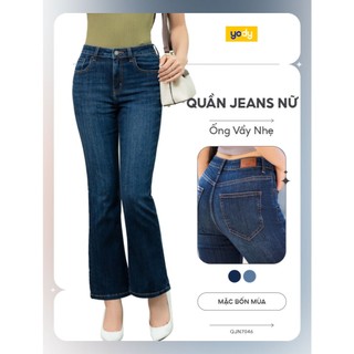 [SALE OFF] Quần jeans nữ coolmax YODY ống vẩy nhẹ cơ bản co giãn nhẹ QJN7046