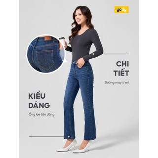 [SALE OFF] Quần jeans nữ coolmax YODY ống vẩy nhẹ cơ bản co giãn nhẹ QJN7046