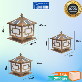 Đèn Trụ Cổng Sân Vườn Năng Lượng Mặt Trời (Nhôm) Kích Thước 25cm 30cm 40cm, 4 Màu sáng Chống Nước