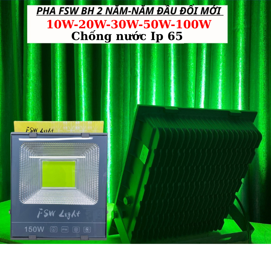 Đèn pha LED FSW 10w/20w/30w/50w/100w Chống Nước Trang Trí Sân Vườn Tòa nhà Biển hiệu IP65