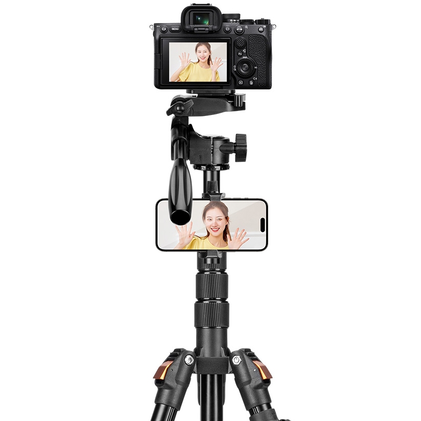 Tripod Yunteng VCT-190 - Chân Đế 1m86 Kèm Remote Đầu Kẹp Và Túi Đựng, Tháo Rời Làm Gậy Selfie