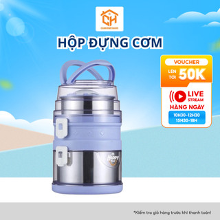 Cặp lồng, Hộp Đựng Cơm Lõi Inox 3 Chống Tràn Đổ Giữ Nhiệt Cam Homeware