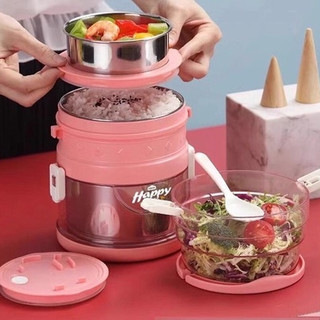 Cặp lồng, Hộp Đựng Cơm Lõi Inox 3 Chống Tràn Đổ Giữ Nhiệt Cam Homeware