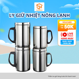 LY GIỮ NHIỆT NÓNG LẠNH 2 LỚP INOX C309-500ML INOX 304 - Ly giữ nhiệt uống cà phê, trà có tay cầm