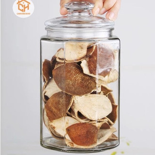 Lọ Gia Vị Thuỷ Tinh Đựng Thực Phẩm Lục Lăng Có Gioang Chống Ẩm Mốc Cam Homeware