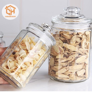 Lọ Gia Vị Thuỷ Tinh Đựng Thực Phẩm Lục Lăng Có Gioang Chống Ẩm Mốc Cam Homeware