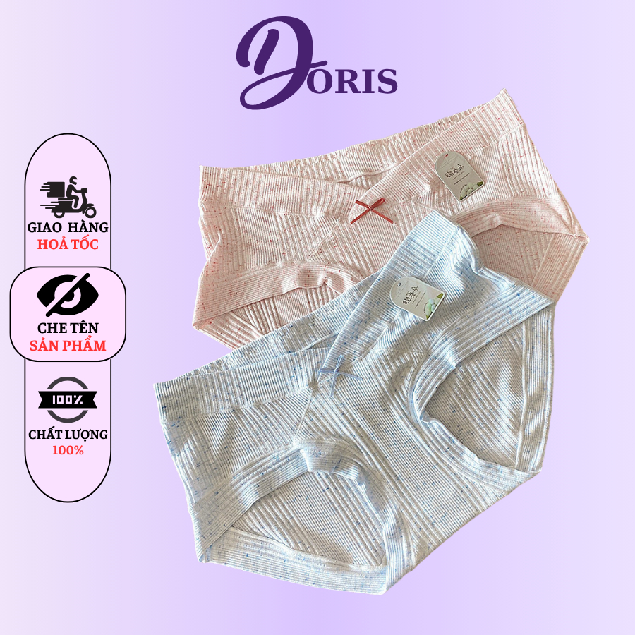 Quần Lót Cotton Đáy Dài Đan Chéo Phối Gân Thoáng Mát DORIS 8834
