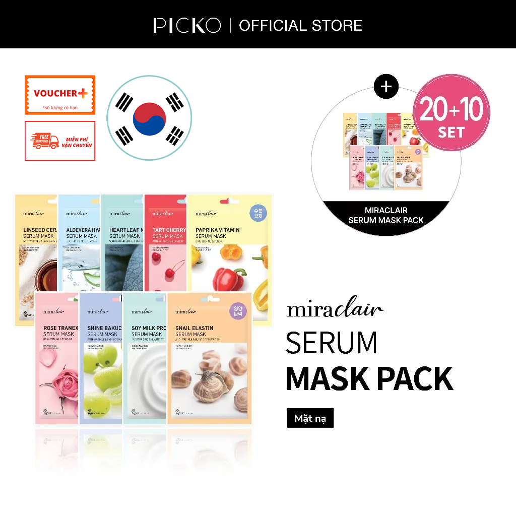 [QUÀ TẶNG KHÔNG BÁN] Mặt nạ dưỡng da thuần chay MIRACLAIR serum mask 23G