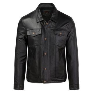 Áo khoác da nam, áo da thật cao cấp cổ bẻ Fttleather Trucker Jacket Da Bò Dáng Sơ Mi Túi Hộp - AD405