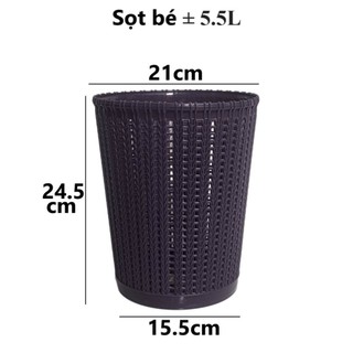 Sọt nhựa đan mây đựng đồ đa năng Việt Nhật, thùng rác văn phòng hiện đại ms: 5155/5156/5157