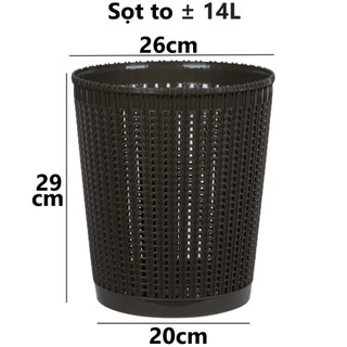 Sọt nhựa đan mây đựng đồ đa năng Việt Nhật, thùng rác văn phòng hiện đại ms: 5155/5156/5157