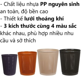 Sọt nhựa đan mây đựng đồ đa năng Việt Nhật, thùng rác văn phòng hiện đại ms: 5155/5156/5157