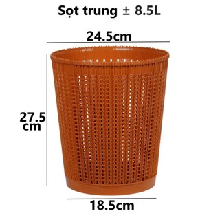 Sọt nhựa đan mây đựng đồ đa năng Việt Nhật, thùng rác văn phòng hiện đại ms: 5155/5156/5157