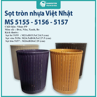 Sọt nhựa đan mây đựng đồ đa năng Việt Nhật, thùng rác văn phòng hiện đại ms: 5155/5156/5157