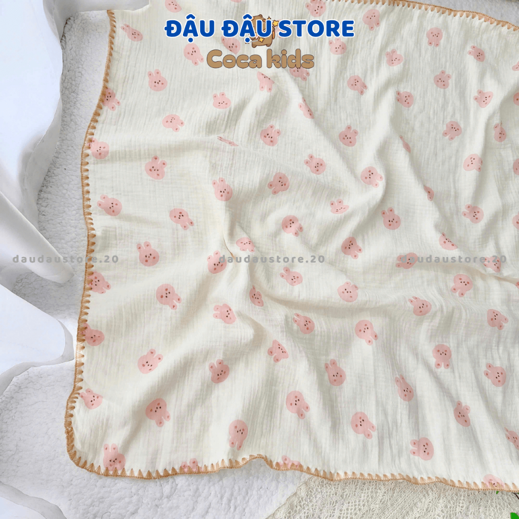 Chăn Xô Muslin Nhung Hạt Đậu ATT Phong Cách Hàn Quốc 90x100cm Cho Bé Sơ Sinh Mềm Mịn Đậu Đậu Store