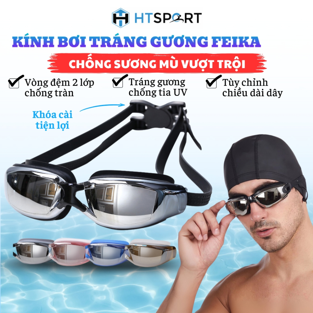 Kính Bơi, Kiếng Bơi Tráng Gương, Chống Tia UV Chống Hấp Hơi FEIKE 2588