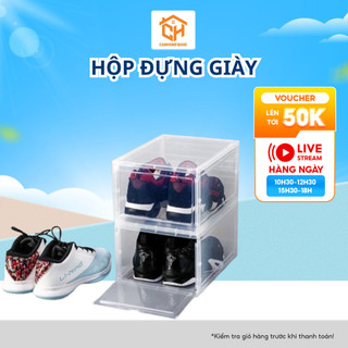 Hộp Đựng Giày Nắp Nhựa Đúc Việt Nhật Cứng 3869. Mỗi Hộp Chịu Lực Tối Đa 50Kg Để Giày Big Size Cam HomeWare