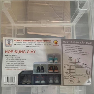 Hộp Đựng Giày Nắp Nhựa Đúc Việt Nhật Cứng 3869. Mỗi Hộp Chịu Lực Tối Đa 50Kg Để Giày Big Size Cam HomeWare