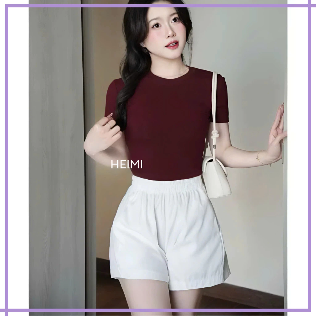 Áo thun trơn form ôm body chất cotton mịn co giãn HEIMI