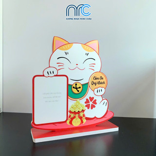Mã QR để bàn, Bảng qr thanh toán, Bảng quét qr Mèo May Mắn - Thần Tài thu hút tài lộc
