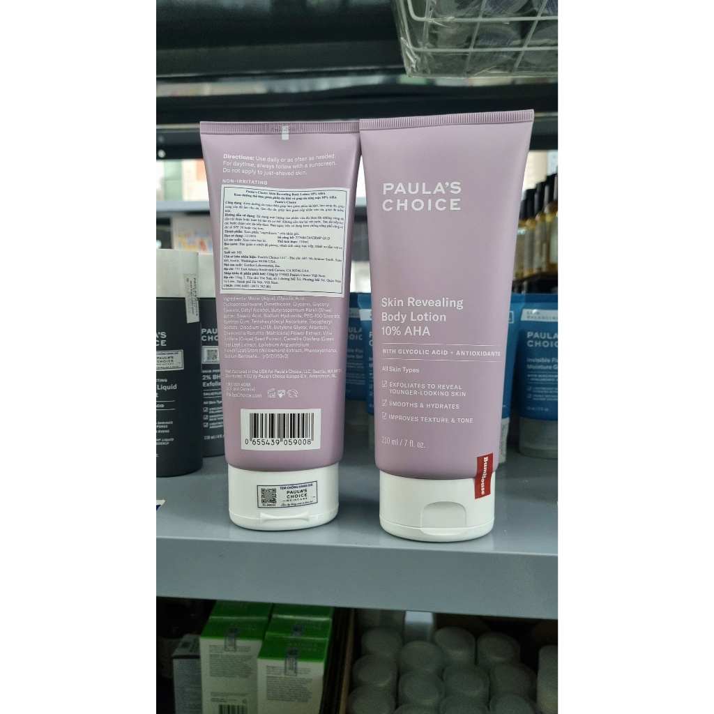 [HÀNG CTY] Kem dưỡng thể Paula's Choice Skin Revealing Body Lotion 10% AHA Sáng Da, Mờ Thâm 210ml Mã 5900