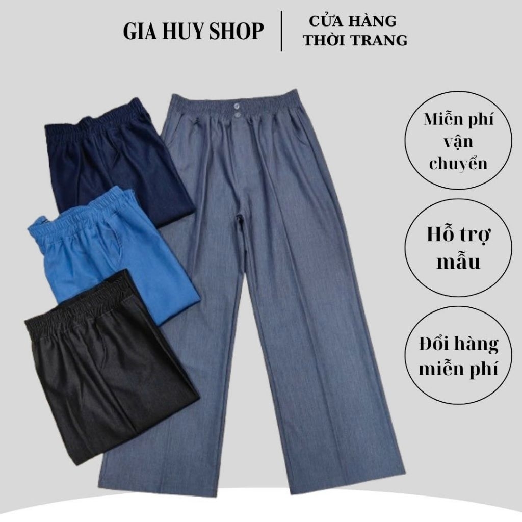 Quần jean giấy lụa cao cấp ống xuông lưng thun PL