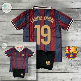 Bộ đồ bóng đá trẻ em Messi Barca 2024 | In sẵn tên số | Vải mè | Size 18–50kg