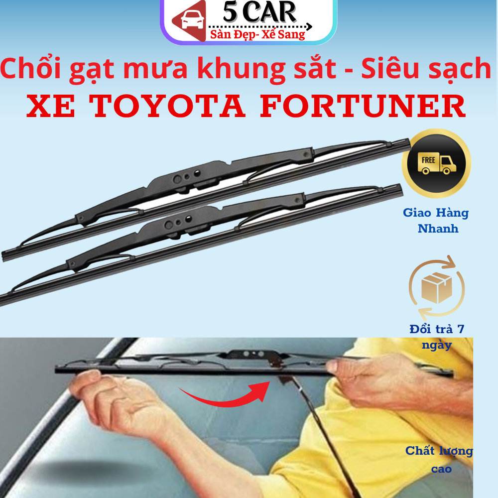 [TSG]Gạt mưa xe Toyota Fortuner Gạt Khung sắt lưỡi silicon chính hãng- Gạt siêu sạch siêu bền ( Giá 1 đôi )