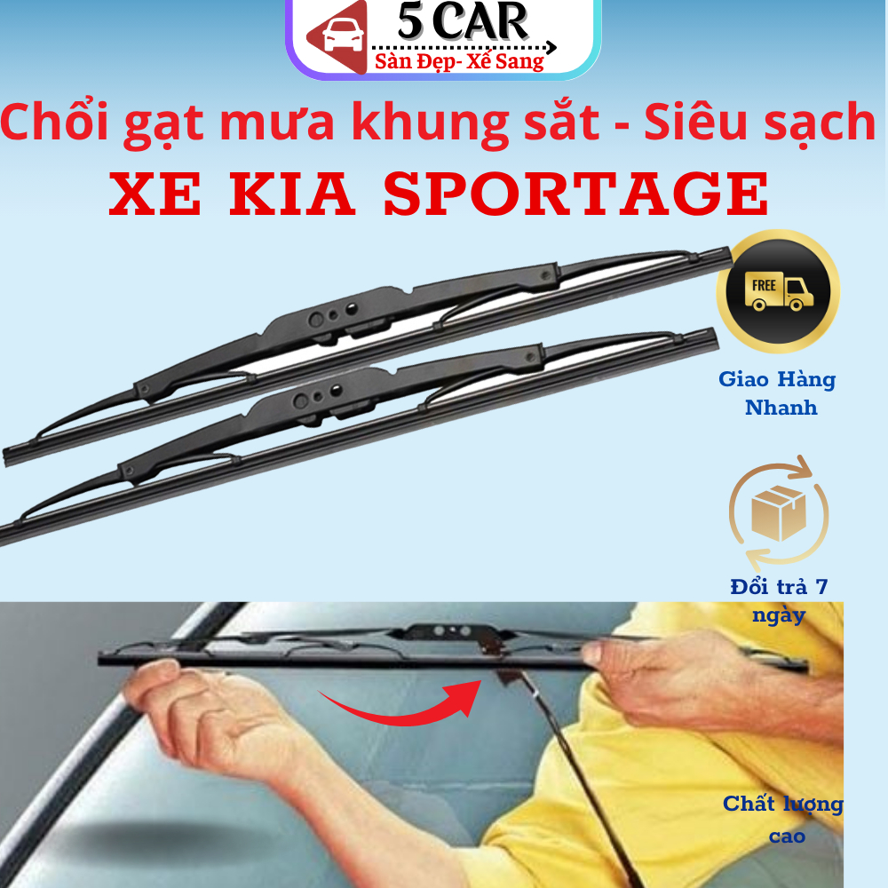 [TSG]Gạt mưa xe Kia Sportage Gạt Khung sắt lưỡi silicon chính hãng - gạt siêu sạch, siêu bền ( Giá 1 đôi )