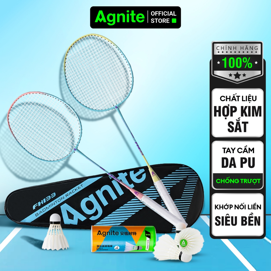[TẶNG GĂNG TAY] Bộ 2 vợt cầu lông chính hãng AGNITE giá rẻ, khung carbon composite, vợt bền dành cho người bán chuyên