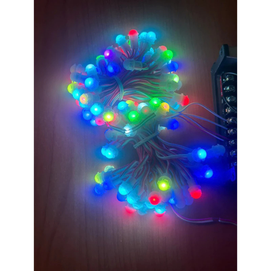 Led Đúc F5 RGB tự đổi màu Điện áp 12v - Dây 50 Bóng