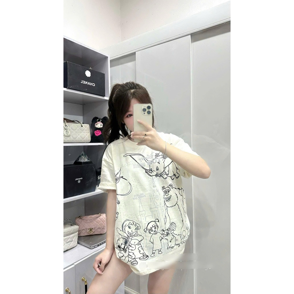 Áo Thun Hoạt Hình Form Rộng Unisex Nam Nữ Chất Vải Cotton Dày Dặn
