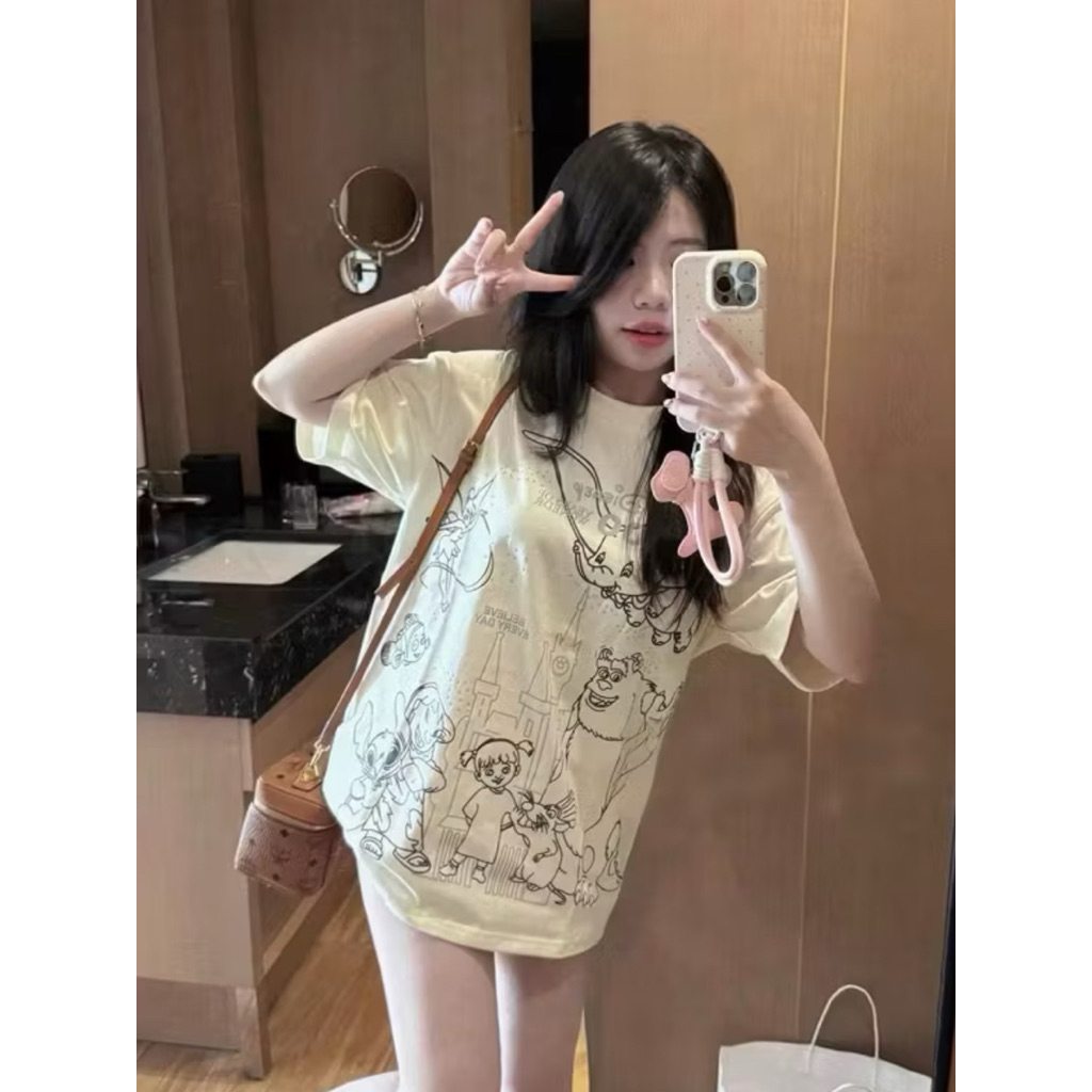 Áo Thun Hoạt Hình Form Rộng Unisex Nam Nữ Chất Vải Cotton Dày Dặn