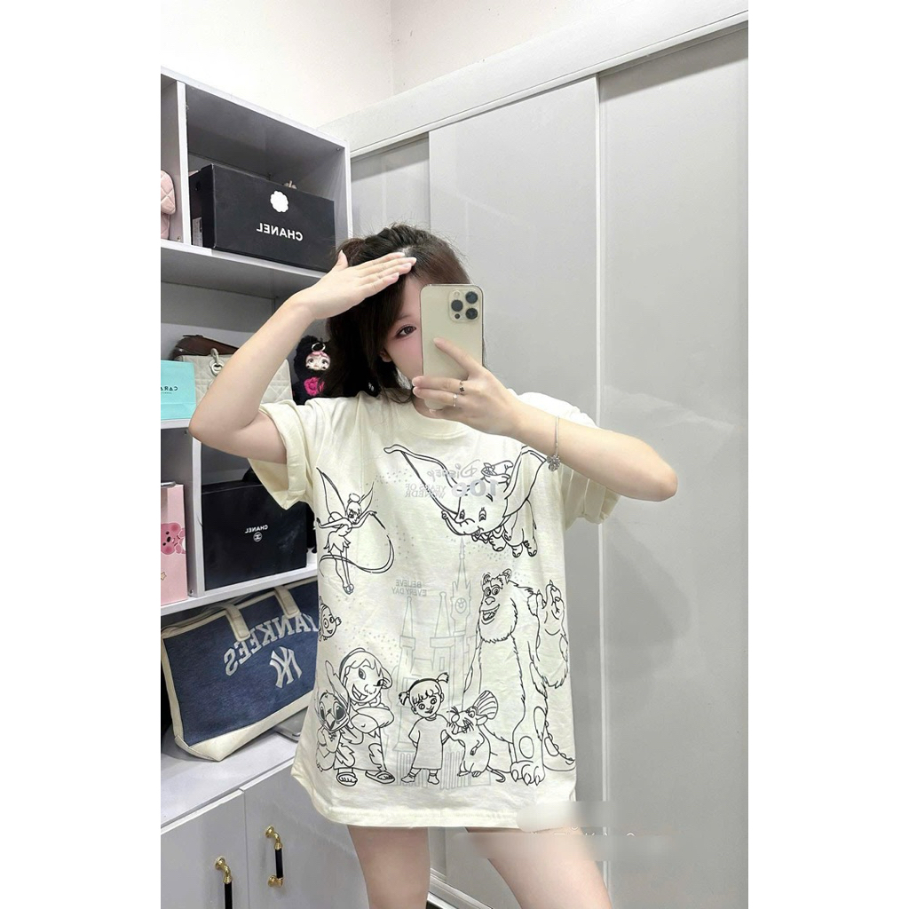 Áo Thun Hoạt Hình Form Rộng Unisex Nam Nữ Chất Vải Cotton Dày Dặn