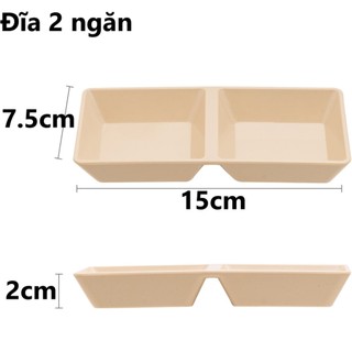 Đĩa Chấm Vuông 1–2–3 Ngăn, Chén Nhựa Đựng Nước Chấm Sốt Việt Nhật - 1219/1220/1221