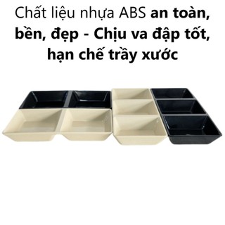 Đĩa Chấm Vuông 1–2–3 Ngăn, Chén Nhựa Đựng Nước Chấm Sốt Việt Nhật - 1219/1220/1221