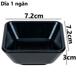 Đĩa Chấm Vuông 1–2–3 Ngăn, Chén Nhựa Đựng Nước Chấm Sốt Việt Nhật - 1219/1220/1221