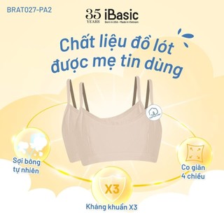 Pack 2 Áo lót nữ học sinh dây nhỏ cotton USA kháng khuẩn iBasic BRAT027-PA2