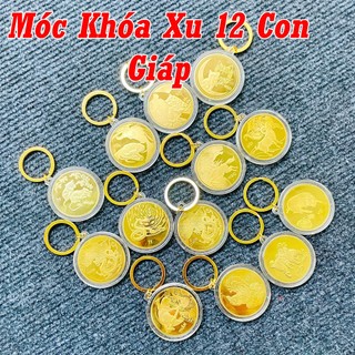 Móc Khóa 12 Con Giáp Đồng Xu Phong Thủy May Mắn