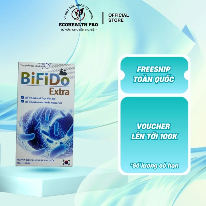 Men Bifido Extra-Bổ sung lợi khuẩn-Hỗ trợ giảm rối loạn tiêu hóa, loạn khuẩn đường ruột, đại tràng, táo bón, HỘP 30 VIÊN