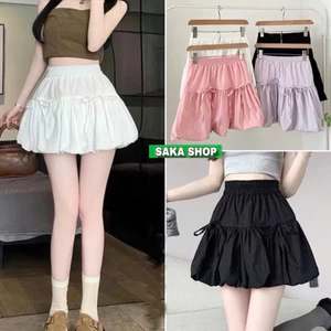 Chân váy quần bí ngô phối nơ 2 lớp ngắn dáng phồng xòe