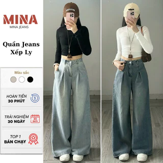 Quần Jean Nữ Ống Suông Rộng Gấp Ly Trước Wash RETRO Chất Vải Dày Dặn Màu Đen Trầm GRIND SMOKE V.1 Ulzzang Hàn Quốc 2025