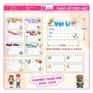 Nhãn Vở Môn Học Pastel Từ LỚP 1 ĐẾN LỚP 12 Chủ Đề Toán Học, Nhãn Dán Gồm 24 Nhãn Vở Kèm 8 Nhãn Note Mini Tươi Sáng.