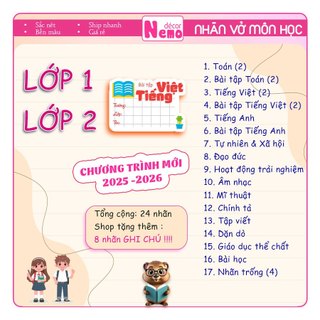 Nhãn Vở Môn Học Pastel Từ LỚP 1 ĐẾN LỚP 12 Chủ Đề Toán Học, Nhãn Dán Gồm 24 Nhãn Vở Kèm 8 Nhãn Note Mini Tươi Sáng.