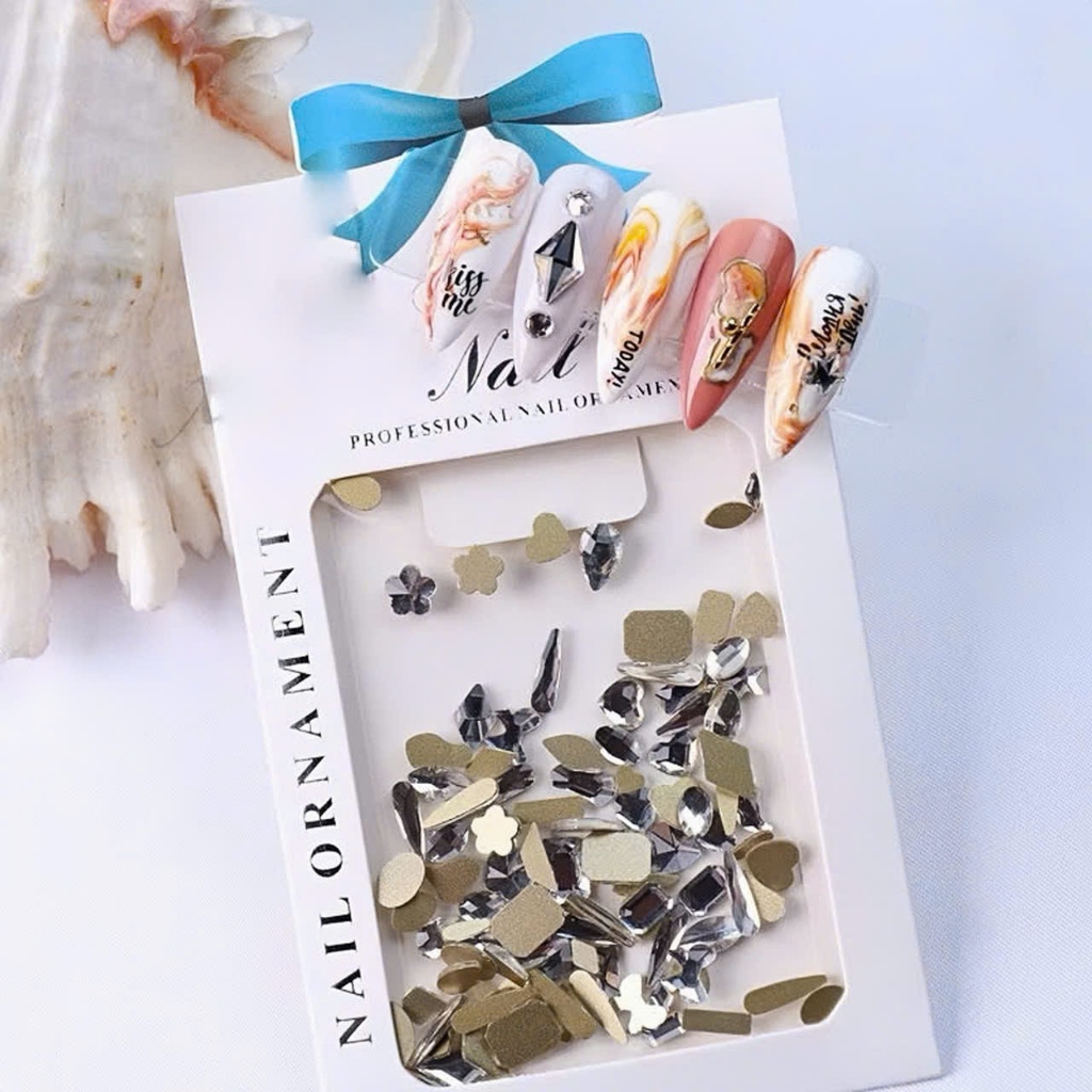 [TRỢ GIÁ SHOPPE] Đá Khối Chân Bằng Mix Size Túi 100 Viên Phụ Kiện Trang Trí Móng Chuyên Dụng