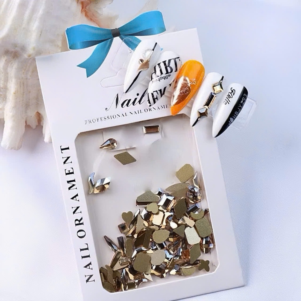 [TRỢ GIÁ SHOPPE] Đá Khối Chân Bằng Mix Size Túi 100 Viên Phụ Kiện Trang Trí Móng Chuyên Dụng