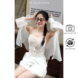 Áo bra ren nơ chất liệu ren dệt kim mềm không ngứa - Hàng thiết kế - màu Trắng - TYCLOTHING