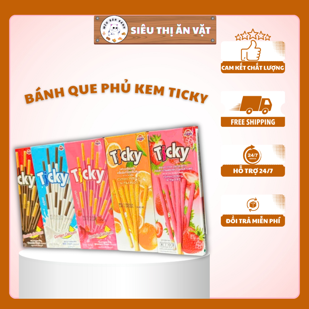 LỐC 12 HỘP TẶNG 1 HỘP QUE CHẤM SOCOLA TICKY MIX ĐỦ VỊ