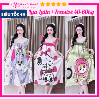 Đầm váy ngủ 2 dây cánh tiên lụa mềm mịn mát thiết kế xòe rộng 65V04, váy đầm đồ ngủ nữ mặc nhà dễ thương sang chảnh