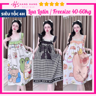 Đầm váy ngủ 2 dây cánh tiên lụa mềm mịn mát thiết kế xòe rộng 65V04, váy đầm đồ ngủ nữ mặc nhà dễ thương sang chảnh
